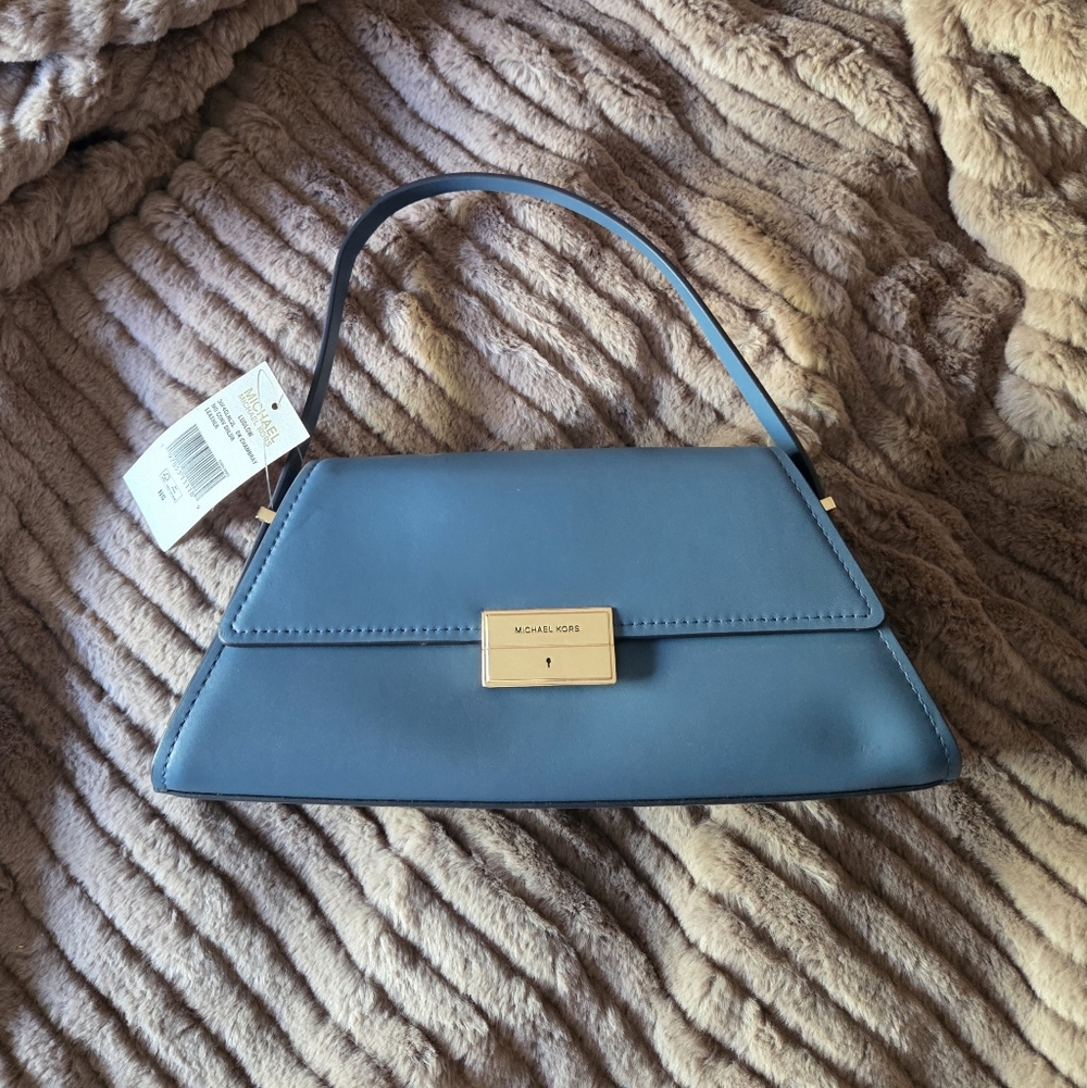 Michael Kors Ludlow Medium Leather Shoulder Bag - Chambray Blue New With Tag